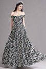Off Shoulder Pleated Summer Printed Evening Dress