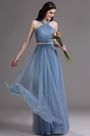 Blue Halter Neck Ruched Summer Bridesmaid Dress