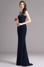 Carlyna Robe de Soirée Sirène Sans Manche Bordée Bleue