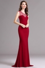 Carlyna Robe de Soirée Sirène Sans Manche Bordée Sirène Rouge