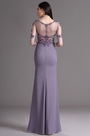Robe Mère de Mariée Brodée Manche 3/4 Violette