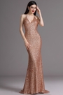 Spaghetti Halter Plunging Neck Sequins Formal Evening Dress