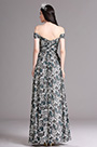 Off Shoulder Pleated Summer Printed Evening Dress