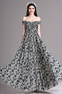 Off Shoulder Pleated Summer Printed Evening Dress