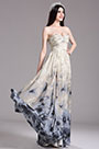 Printed Strapless Pleated Formal Dress