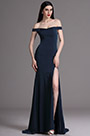 Blue Off Shoulder High Slit Formal Evening Dress