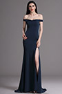 Blue Off Shoulder High Slit Formal Evening Dress