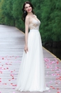 White Sleeveless Embroidered Wedding Dress
