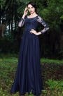 Navy Blue Lace Mother of the Bride Dress