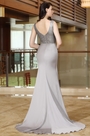 Grau Pailletten Ball Abendkleid