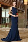 Blue Mermaid Evening Dress with Lace Appliques