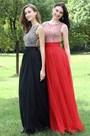 Black Beaded Chiffon Christmas Prom Dress