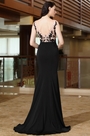 Spitze Lang Schwarz Hoch Schlitz Ball Kleid