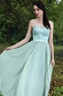 Robe Demoiselle d'Honneur Dentelle Bretelle Vert
