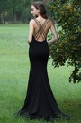 Black Lace Applique Prom Mermaid Dress