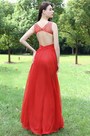 Red Beaded Chiffon Christmas Party Dress
