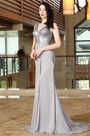 Grau Pailletten Ball Abendkleid