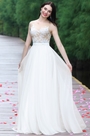White Sleeveless Embroidered Wedding Dress