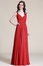 Elegant V-cut  Red Bridesmaid Dress
