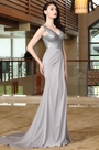 Grau Pailletten Ball Abendkleid