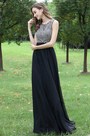Black Beaded Chiffon Christmas Prom Dress