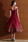 Designer Burgundy Off Shoulder Short Prom Dress