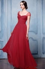 Cap Sleeves A-line Red Bridesmaid Dress
