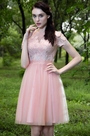 Pink V Neck Lace Appliques Designer Party Dress