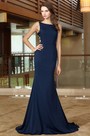 Blue Mermaid Evening Dress with Lace Appliques