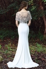 White Cape Embroidery Beaded Formal Dress