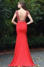 Latest Red Beaded Evening Dress for Women