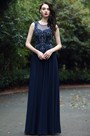 Blue Sweetheart Prom Gown with Lace and Beads