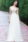 White Sleeveless Embroidered Wedding Dress
