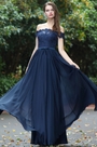 Robe de Soirée Hors Épaule Dentelle A Line Bleu