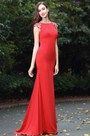 Latest Red Beaded Evening Dress for Women