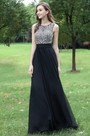 Black Beaded Chiffon Christmas Prom Dress