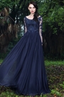 Navy Blue Lace Mother of the Bride Dress