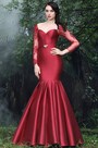 Vintage Red Pleated Mermaid Formal Gown