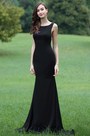 Black Lace Applique Prom Mermaid Dress