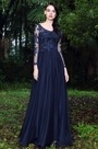 Navy Blue Lace Mother of the Bride Dress