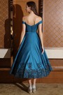 Robe de Soirée Hors Épaule Cap Manche Bleue