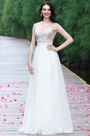 White Sleeveless Embroidered Wedding Dress