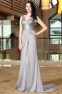 Grau Pailletten Ball Abendkleid
