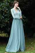 Light Green Plunging V Neck Lace Evening Dress