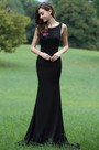 Black Lace Applique Prom Mermaid Dress