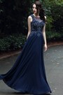Blue Sweetheart Prom Gown with Lace and Beads