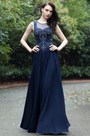 Blue Sweetheart Prom Gown with Lace and Beads