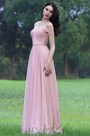 Pink Off Shoulder Bridesmaid Dress Formal Gown
