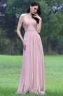 Pink Off Shoulder Bridesmaid Dress Formal Gown