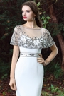 White Cape Embroidery Beaded Formal Dress